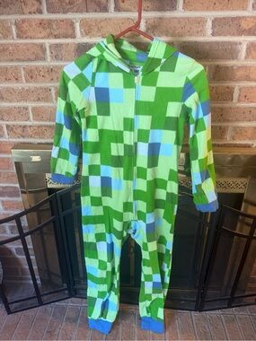 Green Geo-Block Hooded Kids Sleep Sack One-Piece